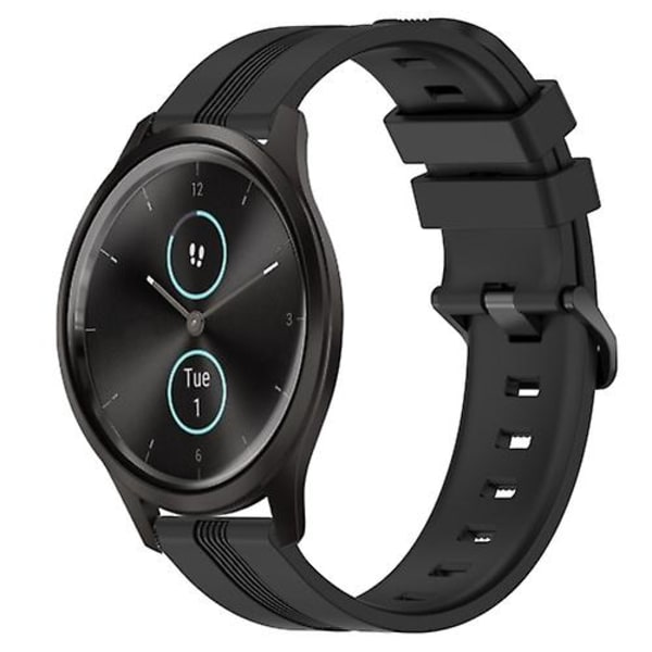 För Garmin Garminmove Style 20mm konkav randig Slicone klockarmband UQF Black