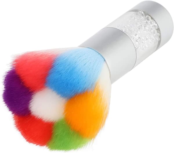 Neglekunst, støvfjerner, børste, manicurebørste til akryl og UV-gel, makeupbørste (sølv)