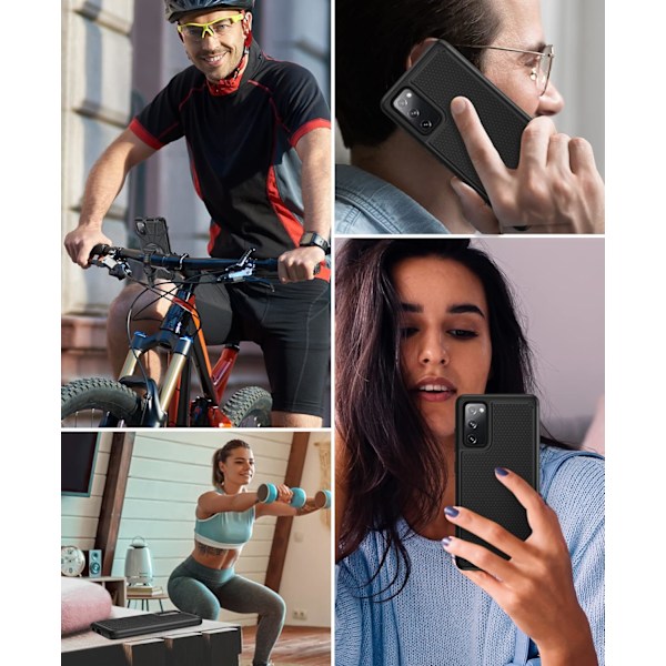 Skal för Galaxy S20-FE: Dubbelt Lager Stötsäkert 5G Telefonskydd | Matt Anti-Slip Textur | Militärt Robust Skyddsskal - Svart Svart