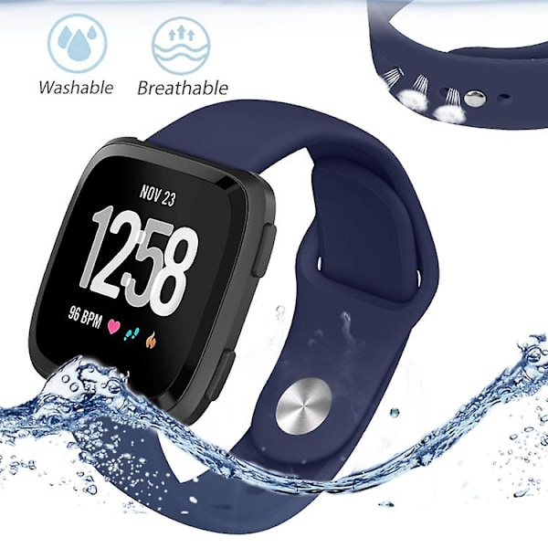 För Fitbit Versa 2 / Fitbit Versa Lite enfärgat silikonarmband TRS Navy