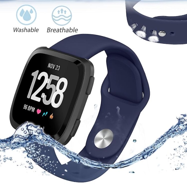 Til Fitbit Versa 2 / Fitbit Versa Lite Solid Color Silikonurrem TRS Navy