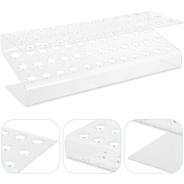 Akrylholder, stativholder, displaystativ, 3-slots displaystativ, øjenbrynsstativ, makeupbørsteholder, arrangør til hjem, kontor, butik 8X24CM