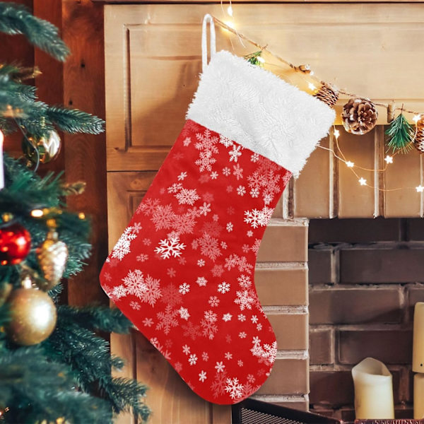 Julklapp, Personliga Julklappsstrumpor 2-pack Vinter Jul Snöflingor 45,7 cm Julstrumpor Hängande Ornament Eldstad för