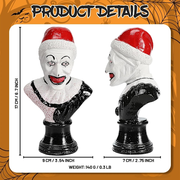 Terrifier Statue Art The Clown Figur Horror Film Actionfigur Dekoration Morder Clown Buste Skulptur     Uhyggelig Samleobjekt til Hjem Have Uhyggelig En
