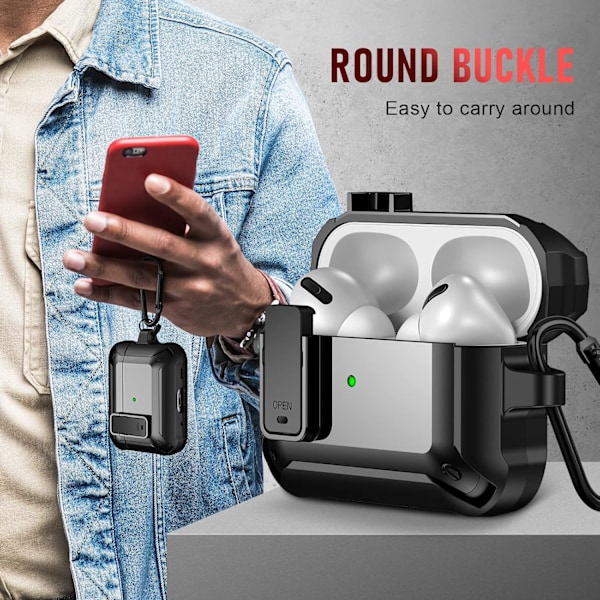 Airpod Pro 2 fodralöverdrag 2022 med Secure Lock Clip