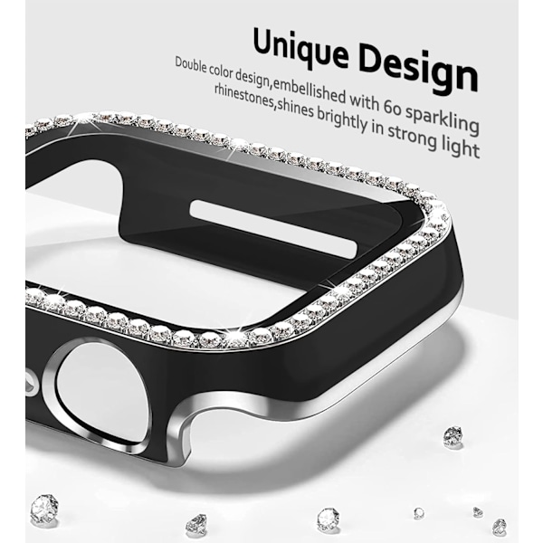 2 kpl Timanttikotelo Apple Watch SE/6/5/4 44mm:lle, Kristallinkirkas suojakuori puskurikehyksellä ja karkaistulla lasisella näytönsuojalla naisille iWatch Series SE 6:lle