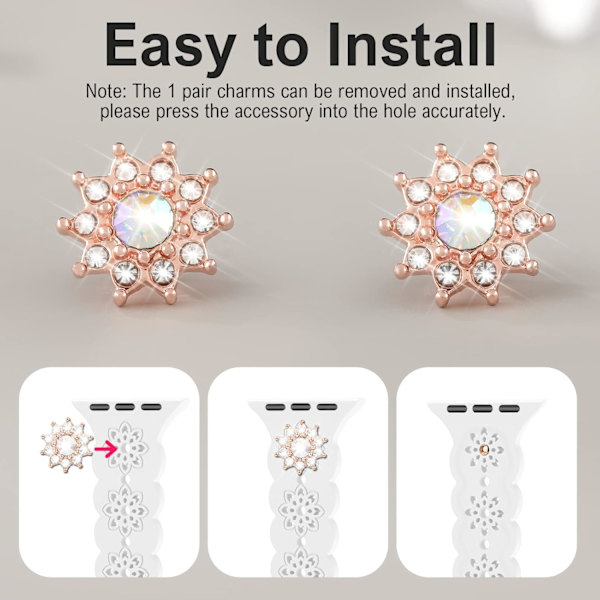 Blomsterformet silikonearmbånd med berlocker Stud, kompatibel med Apple