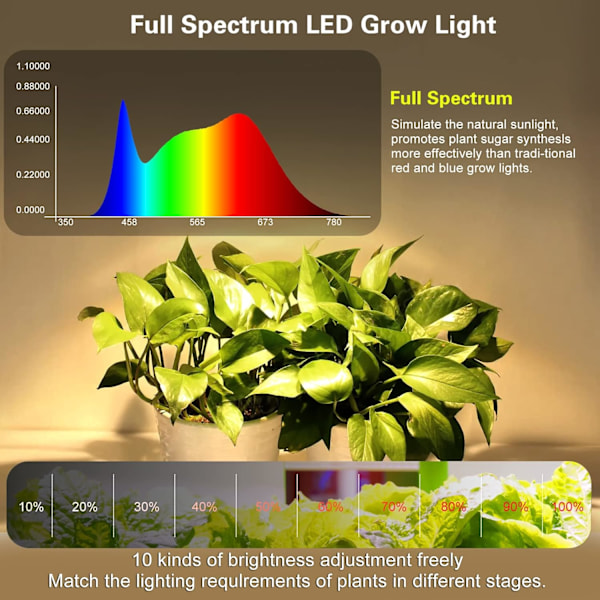 Innendørs plantelys - Fullspektrum LED-lamper med timer