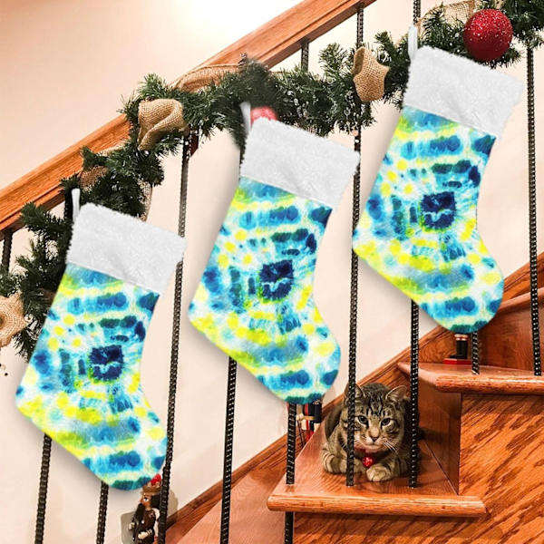 Julklapp, personliga julklappsstrumpor 2-pack Tie Dye-tryck 18 tum Julstrumpor Hängande Ornament Kamin för träddekoration 17.