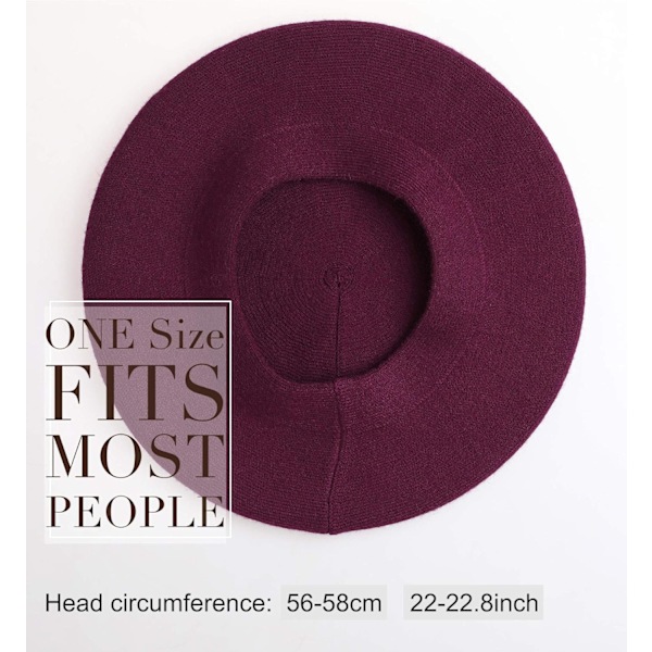 Kvinners Beret Lue Fransk Ull Beret Lue Beanie Cap Klassisk Ensfarget Høst Vinter