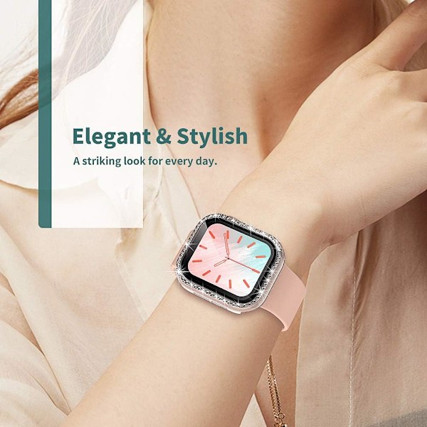2-pack Skal för Apple Watch SE (2:a generationen) /6/5/4 40mm med inbyggt skärmskydd i härdat glas, Bling Kristall Diamant Skal för Kvinnor iWatch 4