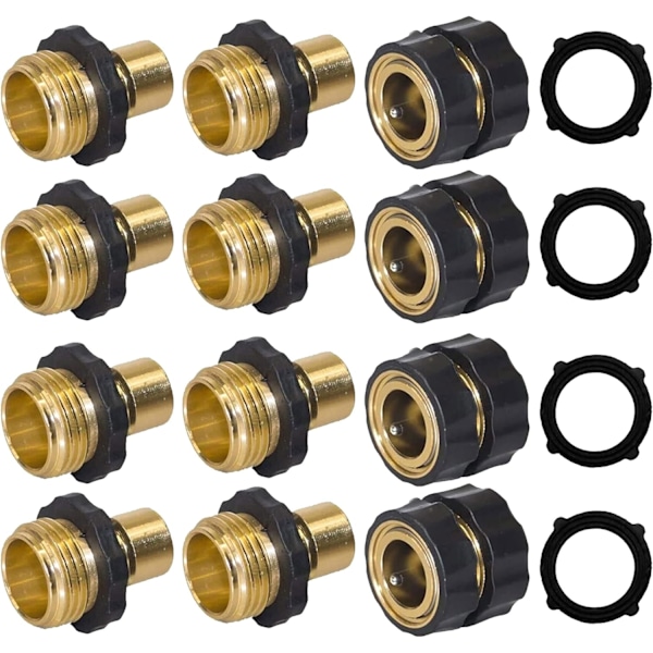 3\/4 Inch Garden Hose Quick Connector, 4 Pcs Female & 8 Pcs Male of