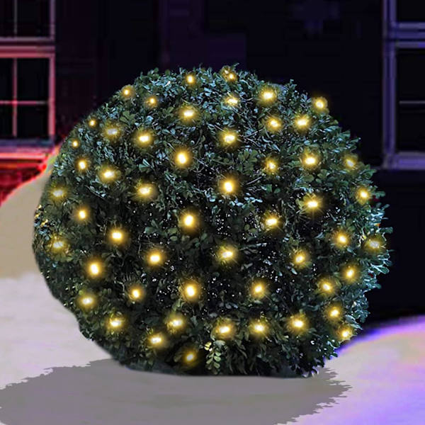 Julbelysning utomhus, 100 LED 5ftx5ft julnätljus med anslutningsbar, vattentät, UL-certifierad och hållbar grön trådkonstruktion för varmt