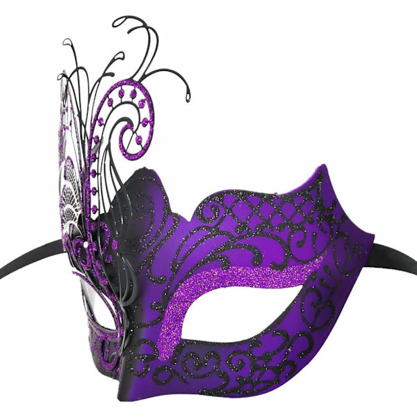 Fjärilsformad Rhinestone Mask i Metall för Maskerad/Mardi Gras