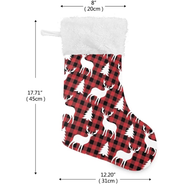 Jule-Strømpe, Personlige Jule-Strømper 2-pakning Jule-Bufalo Plaid Hjorte 45,7 cm Jule-Strømper Hængende Ornament Pejs til B