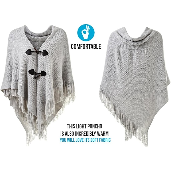 Snygg Hornknapp Rutig Poncho V-ringning, V-fåll