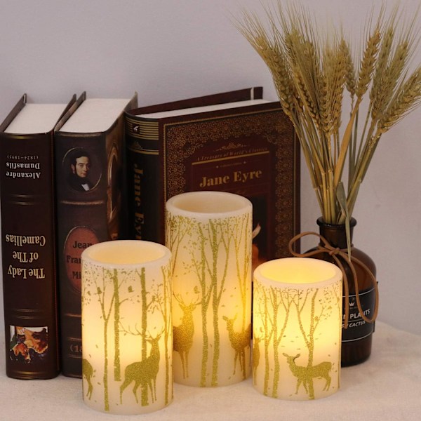 Flimrande flamlösa ljus Batteridrivs med 6 timmars timer, Real Wax LED
