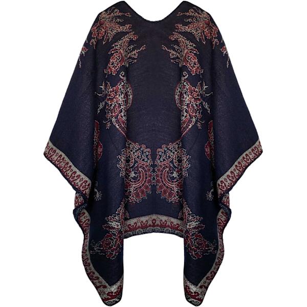 Farveblok Dame Sjal Wrap Stilful Åben Front Poncho Cape