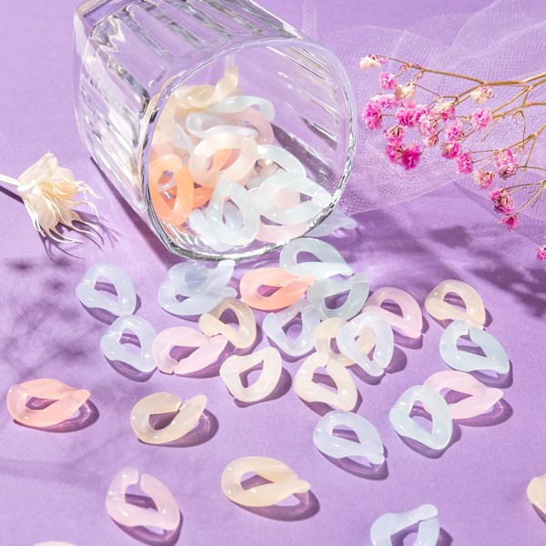 150 stk 6 farver Imitation Jelly Akryl Lænkeringe Hurtiglås
