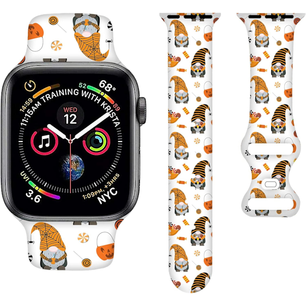 Halloween Blomster Kranie Tegneserie Armbånd Kompatibel med Apple Watch