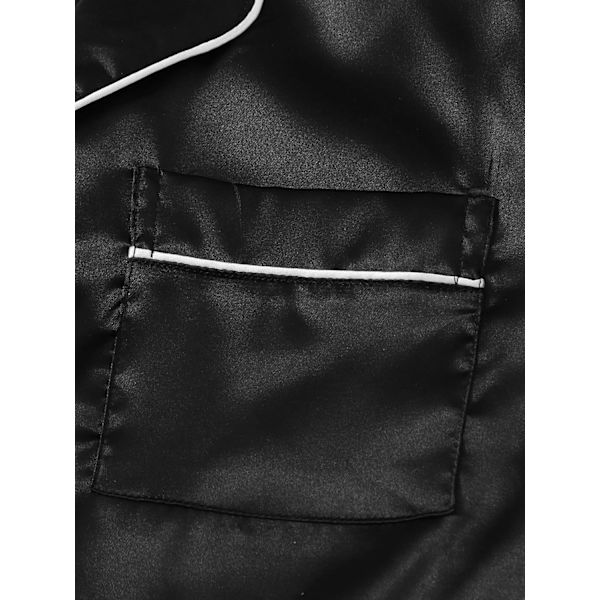 Kvinnors kortärmad nattkläder knapp ned satin 2-delad pyjamas set