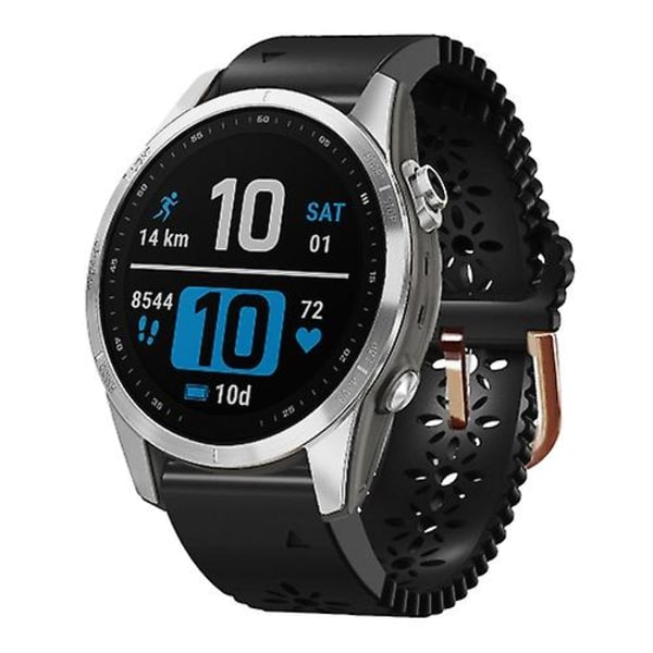 Til Garmin Fenix 7s 20mm Dame Silikonurrem Med Blonder XSJ Black