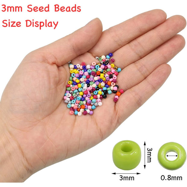 Vit färg 3 mm fröpärlor (3600 st/100 gram) - Glas Craft Beads
