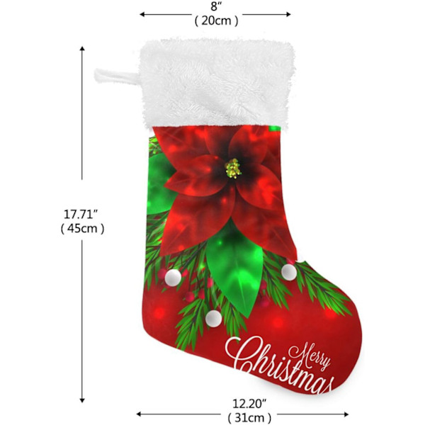Julklapp, personliga julklappsstrumpor set om 2 God Jul 3D Röd Julstjärna 45,7 cm Julstrumpor Hängande Ornament Eldstad f