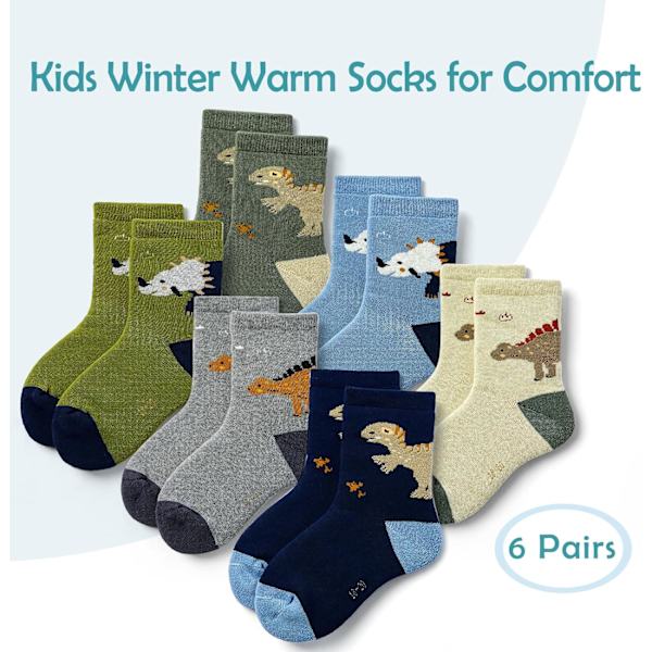 Bys Tjocka Bomullssockor K Varma Sockor Vinter Termiska Crew Sockor Dinosaurie 9032/Bys 8-10 År Dinosaurie 9032/Pojkar 8-10 År