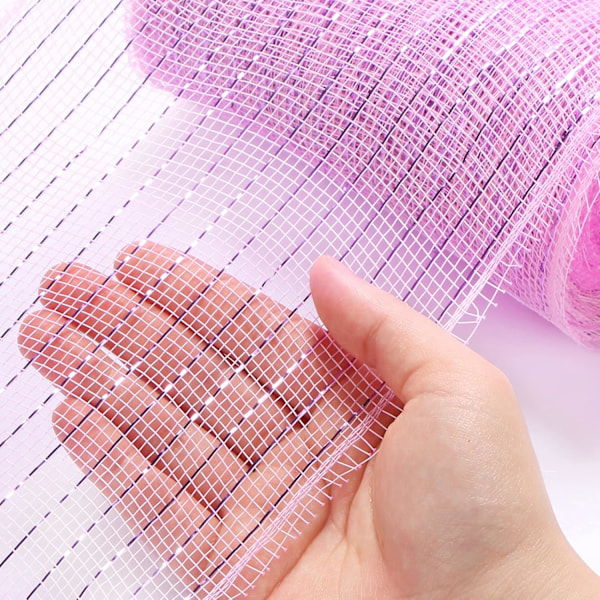 Deco Mesh 5,9 tommer x 30 fod Dekor Mesh Bånd med Metallic Foil Deco Mesh