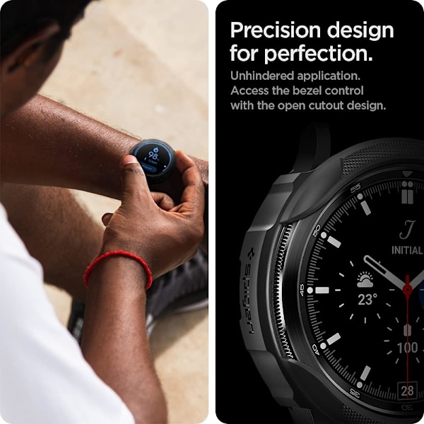 Liquid Air designet til Galaxy Watch 4 Classic Case 46mm (2021) - Mat Sort Mat Sort