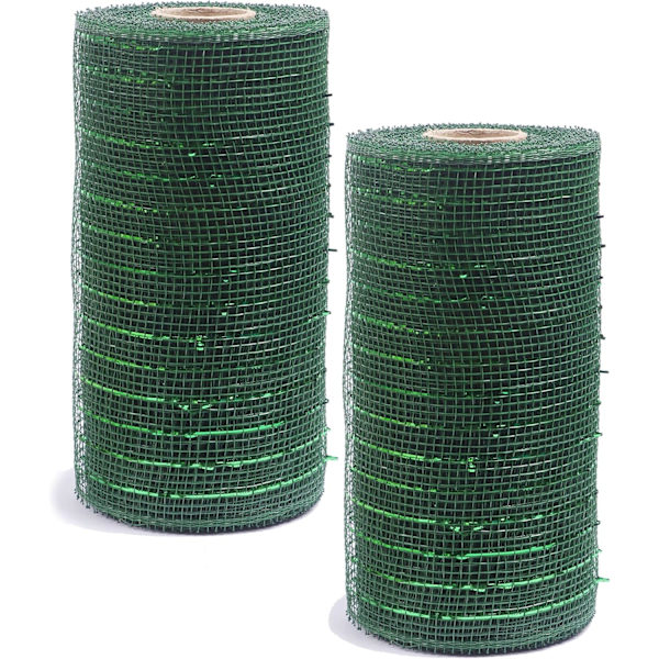 2-pack 6-tums metallisk polymeshband (totalt 20 yards) - mörkgrön