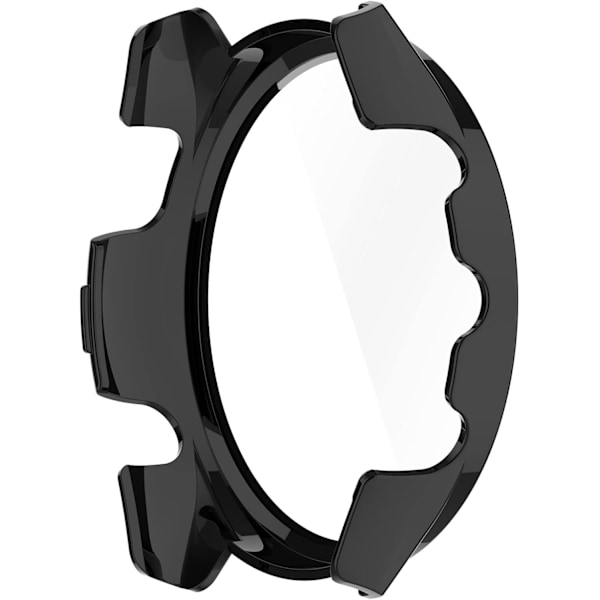 Smartwatch Full Coverage PC Skyddsfodral med Härdat Glas Skärmskydd För Garmin Forerunner 265S, Mjukt Och Tåligt Svart