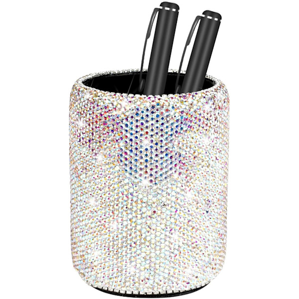 Crystl ncil n Pot Holder Box Bling Rhinestone n Orgnizer Holder Cosmetic n Continer Comb Brushes rsonlized (Round)(B Color) b ab color