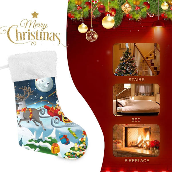Julklapp, personliga julklappsstrumpor 2-pack Jultomten Rensa 45,7 cm Julstrumpor Hängande Ornament Eldstad för Träddekoration