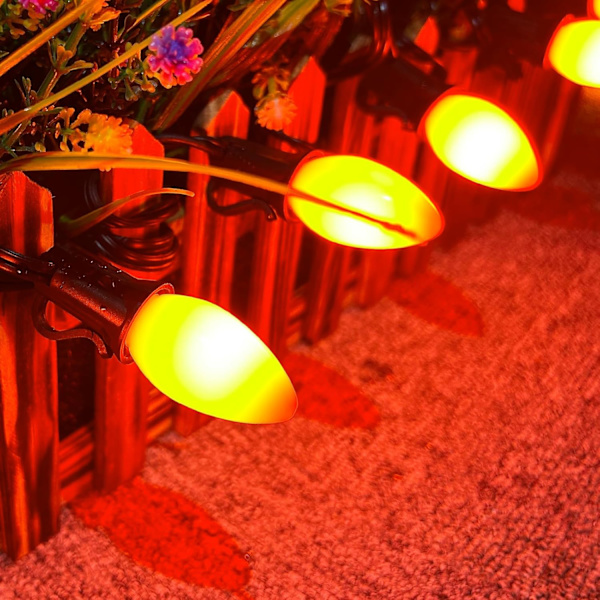 C7 Halloween-lampor, 25FT utomhus orange LED-slingor med 27 orange LED-lampor (2 reserv), utmärkt som Halleween-julprydnader för hemmet
