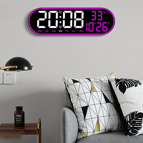 LED Digital Väggklocka med Timer Datum Vecka Temperatur Visning för Studenter, Kontor, Resor Användning Lätt Se H H