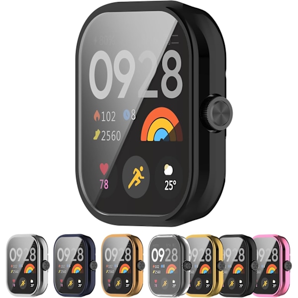 Yhteensopiva Redmi Watch 4 suojakotelon kanssa, täysi suojaava TPU-suojakotelo, yhteensopiva Redmi Watch 4:n kanssa (TPU musta) Musta