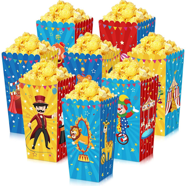 32 Karnevalspopcornlådor - Cirkusdjursnacksbehållare