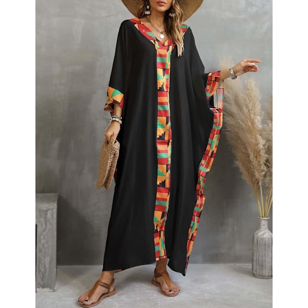 Kvinners badedrakt Cover Up etnisk print Kaftan Strand Maxi Kjoler
