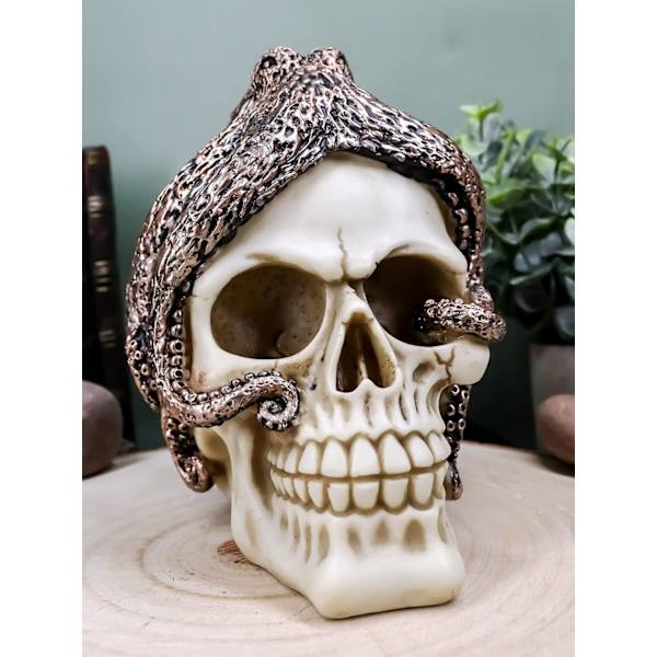 Ebros Sea Monster Kraken Octopus Skull Statue 6\" Høj Nautisk Ocean Terror Myte Dekorativ Figur Multi Farvet Multi Farvet