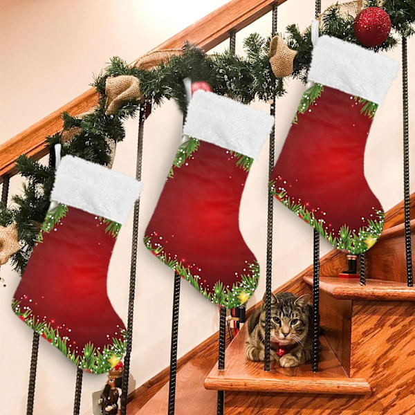 Julklapp, Personliga Julklappsstrumpor 2-pack Julkrans Gott Nytt År 18 tum Julstrumpor Hängande Ornament Kamin för