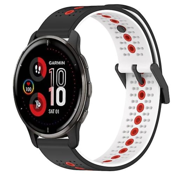 För Garmin Venu 2 Plus 20mm Trefärgad Andningsbar Silikonklockarmband DWZ Black-White-Red