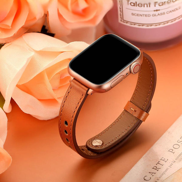 Smalt band kompatibelt med Apple Watch 41 mm 40 mm 38 mm, äkta kvinnor