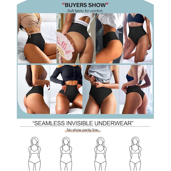 Butt Lifter Thong Shapewear til kvinder, Tummy Control Panties Seamless Slimming