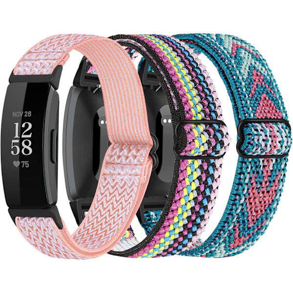 Elastiske nylonremme til Fitbit Inspire - 3-pak erstatningsremme