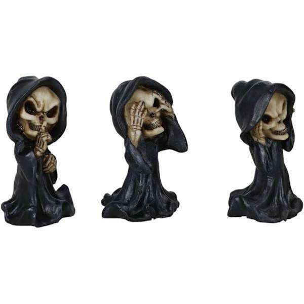 Ebros Gave Gotisk Alkymi Nekromanti Magi Se Høre Tale Intet Ondt Grim Reaper Skelet Figurer Chibi Sæt af 3     Dekor Ossuarium Kirkegård