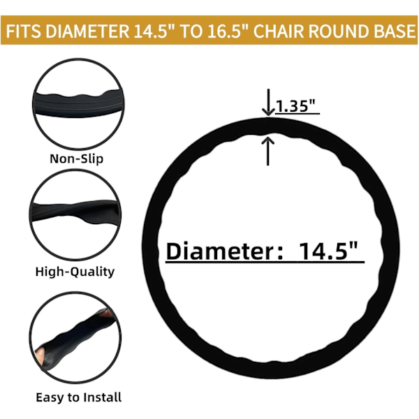 Skydd för barstolsben för runda baser, 2 st stolsfotsskydd i silikon för trägolv, passar diameter 14,5\" till 16,5\" runda stolar