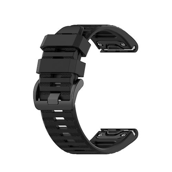 För Garmin Fenix 6x 26mm Silikonklockarmband FJD Black