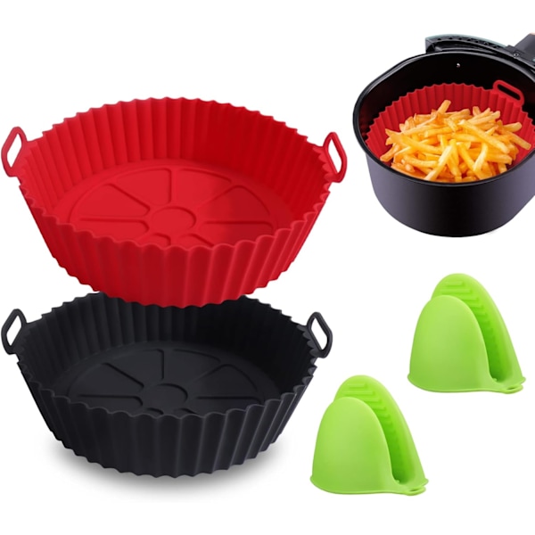 Silicone Air Fryer Basket Liners - 2Pcs Reusable Air Fryer Silicone